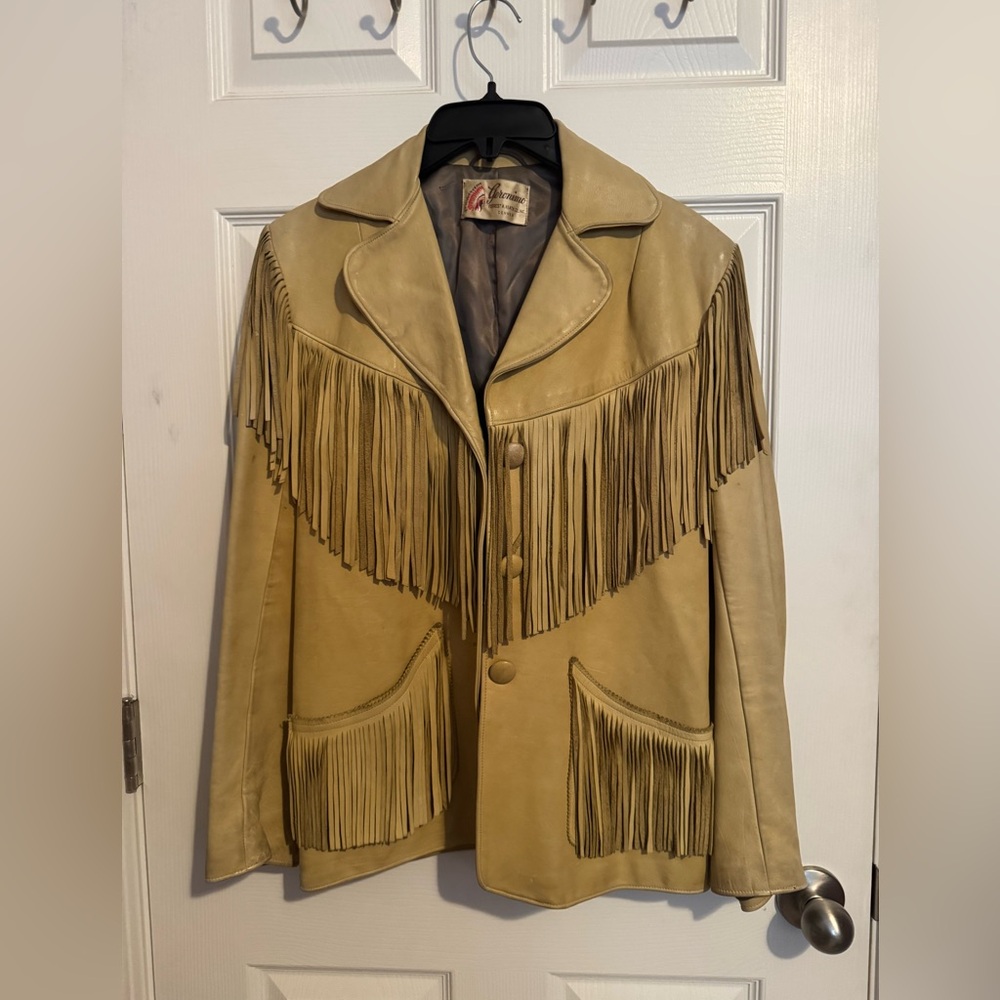 Vintage leather fringe jacket